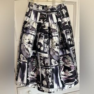 A-line vintage style black and white “Hollywood” skirt